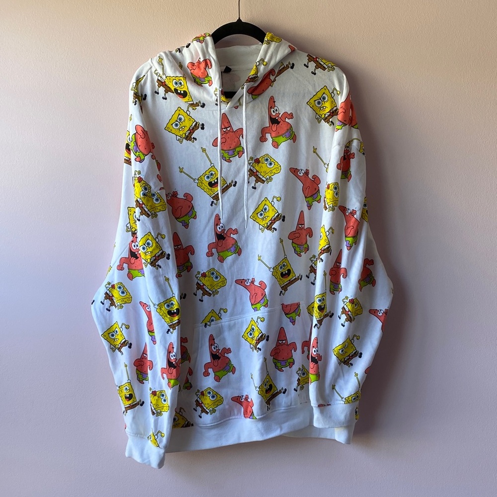 Nickelodeon SpongeBob Squarepant & Patrick Print Hoodie Sweater Size 3XL Unisex